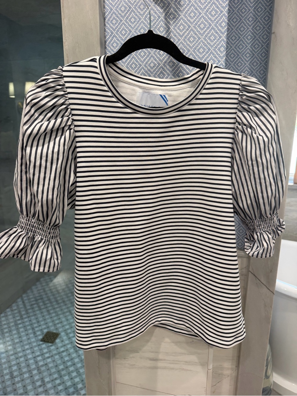 Womens addison bay striped puff sleeve top medium